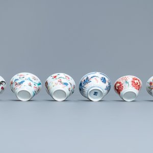 Six Chinese famille rose and Imari-style cups and saucers, Yongzheng/Qianlong — 照片 8