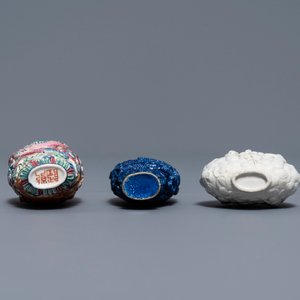 Six Chinese famille rose, blanc de Chine and faux-lapis lazuli relief-decorated snuff bottles, 19/20th C. — 照片 5