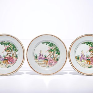 Six Chinese famille rose cherrypickers plates, Qianlong — photo 4