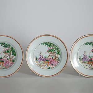 Six Chinese famille rose cherrypickers plates, Qianlong — photo 8