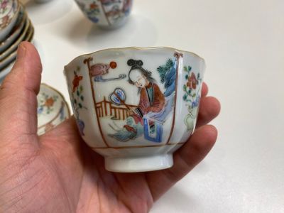 Six Chinese famille rose cups and saucers, Xianfeng mark and of the period — 照片 7