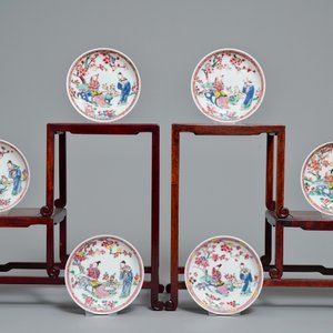 Six Chinese famille rose cups and saucers, Yongzheng — 照片 2
