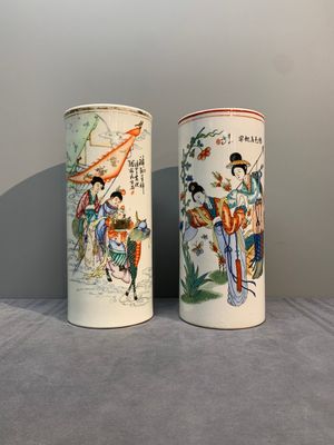 Six Chinese famille rose hat stands, 19/20th C. — foto 13