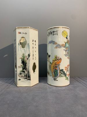 Six Chinese famille rose hat stands, 19/20th C. — foto 7