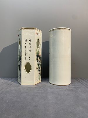 Six Chinese famille rose hat stands, 19/20th C. — foto 9