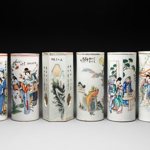 Six Chinese famille rose hat stands, 19/20th C. — foto 1