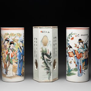 Six Chinese famille rose hat stands, 19/20th C. — foto 2