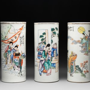 Six Chinese famille rose hat stands, 19/20th C. — foto 8