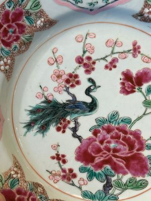 Six Chinese famille rose 'peacock and flowers' plates, Yongzheng — 照片 13