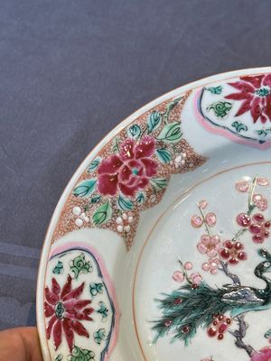Six Chinese famille rose 'peacock and flowers' plates, Yongzheng — 照片 15