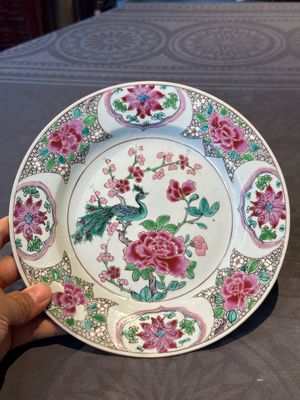 Six Chinese famille rose 'peacock and flowers' plates, Yongzheng — 照片 28
