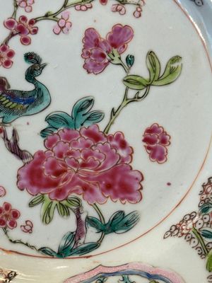 Six Chinese famille rose 'peacock and flowers' plates, Yongzheng — 照片 44