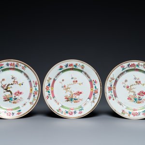 Six Chinese famille rose plates with blossoming branches, Yongzheng — photo 4