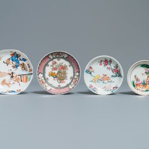 Six Chinese famille rose saucers and five cups, Kangxi and later — 照片 2