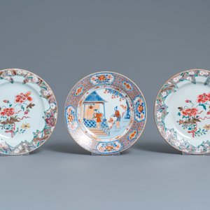 Six Chinese famille rose, verte and Imari-style plates, Kangxi/Qianlong — photo 3