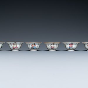 Six Chinese famille rose 'Wu Shuang Pu' cups and saucers, Qianlong and Tongzhi marks, 19th C. — 照片 8