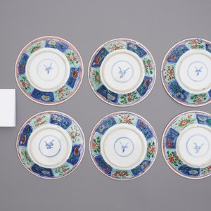 Six Chinese famille verte cups and saucers, Kangxi — 照片 11