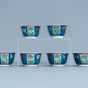 Six Chinese famille verte cups and saucers, Kangxi — photo 5
