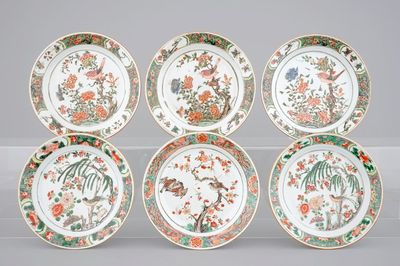 Six Chinese famille verte porcelain plates, Kangxi, ca. 1700