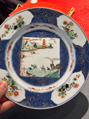 Six Chinese famille verte 'Xie Qin Fang You 攜琴訪友' plates, Kangxi — 照片 6