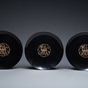 Six Chinese Fuzhou or Foochow lacquer dishes with a monogram, Shen Shao An mark, Republic — 照片 2