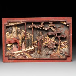 Six Chinese gilt and lacquered wooden panels, 19th C. — photo 12