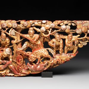 Six Chinese gilt and lacquered wooden panels, 19th C. — photo 4