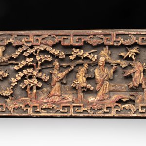 Six Chinese gilt and lacquered wooden panels, 19th C. — photo 6