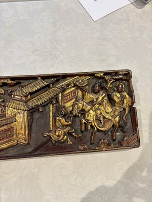 Six Chinese gilt-lacquered carved wooden panels with narrative design, 19th C. — 照片 37