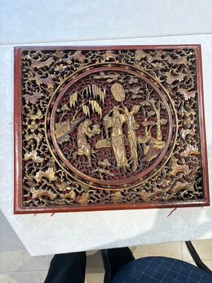 Six Chinese gilt-lacquered carved wooden panels with narrative design, 19th C. — 照片 6