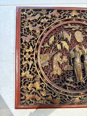 Six Chinese gilt-lacquered carved wooden panels with narrative design, 19th C. — 照片 7