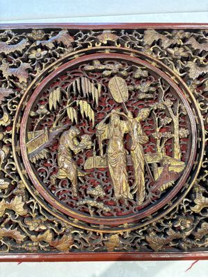Six Chinese gilt-lacquered carved wooden panels with narrative design, 19th C. — 照片 8