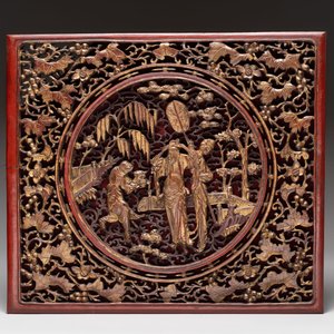 Six Chinese gilt-lacquered carved wooden panels with narrative design, 19th C. — 照片 6