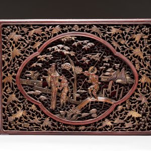Six Chinese gilt-lacquered carved wooden panels with narrative design, 19th C. — 照片 7