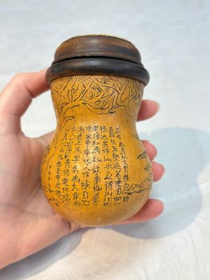 Six Chinese gourd cricket cages and seven carved gourds, 20th C. — photo 7