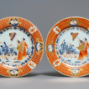 Six Chinese Imari-style plates after Cornelis Pronk: 'Dames au Parasol', Qianlong, ca. 1736-1738 — 照片 6