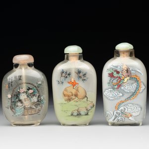 Six Chinese inside-painted glass snuff bottles, 20th C. — foto 4
