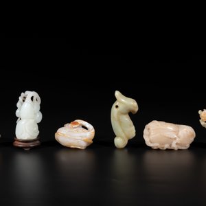 Six Chinese jade and agate carvings, 19th C. — photo 2