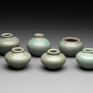 Six Chinese Longquan celadon jarlets, Yuan/Ming — photo 1