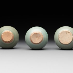 Six Chinese Longquan celadon jarlets, Yuan/Ming — photo 5