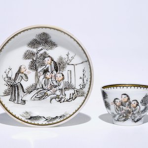 Six Chinese miniature grisaille cups and saucers with jesuits, Qianlong — 照片 2
