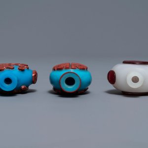 Six Chinese overlay glass snuff bottles, 19/20th C. — 照片 8