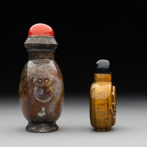 Six Chinese snuff bottles in various carved gemstones, 19/20th C. — photo 11