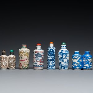Six Chinese snuff bottles with dragons and Buddhist lions, 19/20th C. — 照片 2