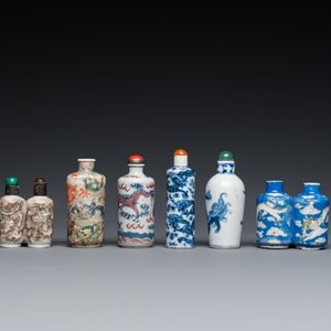 Six Chinese snuff bottles with dragons and Buddhist lions, 19/20th C. — 照片 4