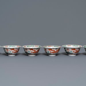 Six Chinese Straits or Peranakan famille rose bowls with dragons, Qianlong mark, 19th C. — photo 1