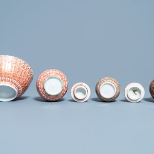 Six Chinese Thai market Bencharong jars and a bowl, 19th C. — 照片 7