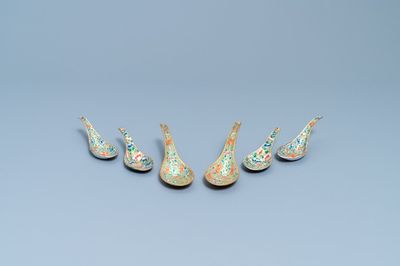 Six Chinese Thai market Lai Nam Thong spoons, 19th C.