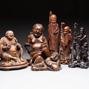 Six Chinese wooden and bamboo carvings, 19/20th C. — photo 1