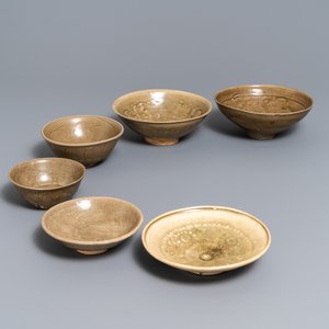 Six Chinese Yaozhou and celadon bowls, Song/Yuan — photo 1